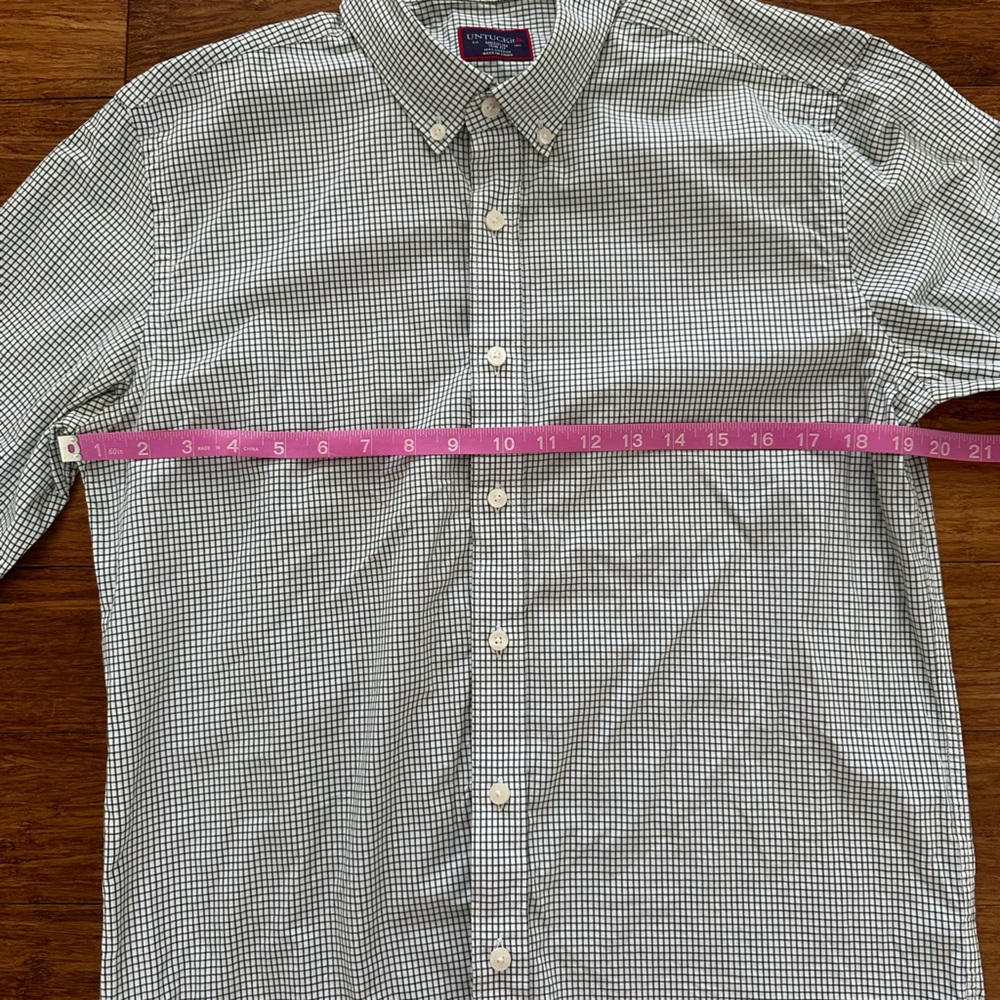 UNTUCKit Men's Light Green Checkered Shirt Medium Slim Fit - Picture 5 of 8